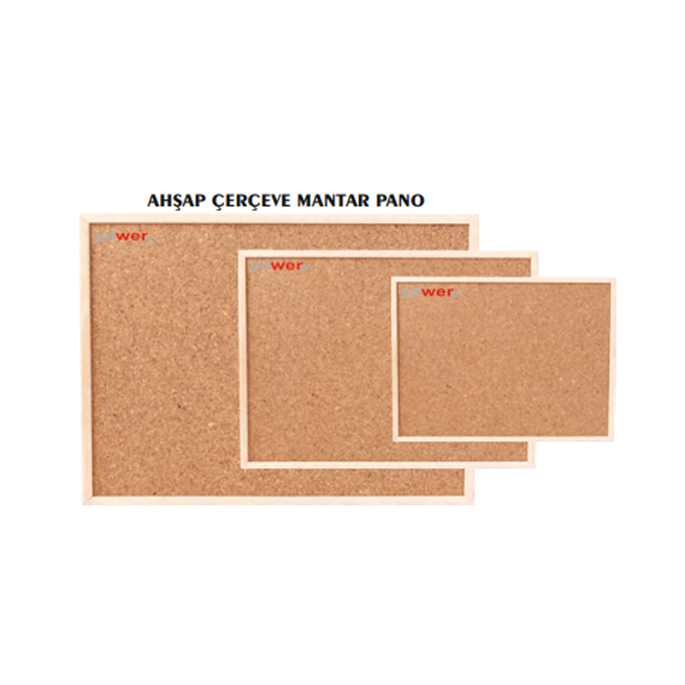 Ahşap Çerçeve Mantar Pano - 30x45, 45x60, 60x90, 90x120 